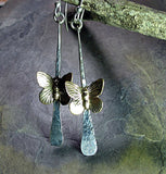 Sterling Silver Butterfly Earrings - On Golden Wings