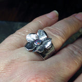 Spring Morning - wide band flower ring with choice of stone