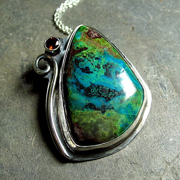 Parrot Wing Chrysocolla Pendant - Spirit of the Amazon - SOLD
