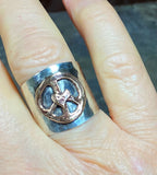 Hippie Peace and Love Wide Band Ring - Peace Out