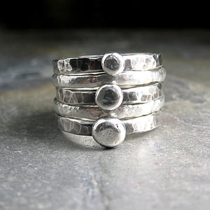 Stacking Pebble Rings, Cairn Rings in Sterling Silver