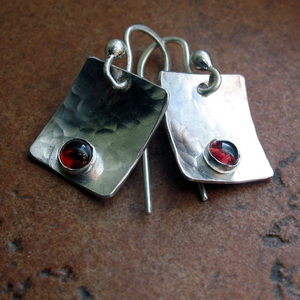 Sterling silver and garnet dangle earrings - Petite Berries