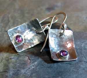 Pink Garnet Sterling Silver Dangles - Raspberry Ice