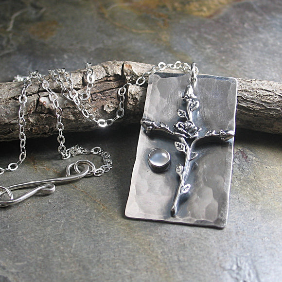 Sterling Silver Cross Pendant - Sacred Rose