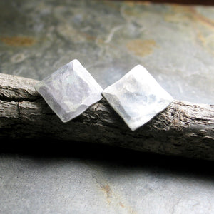 Sterling Silver Stud Earrings - Silver Satin