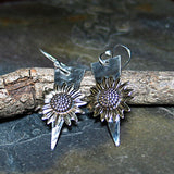 Sunflower Earrings in Sterling Silver and Brass - Always Summer