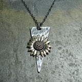 Sunflower Pendant in Sterling Silver and Brass - Always Summer