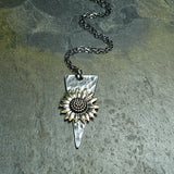 Sunflower Pendant in Sterling Silver and Brass - Always Summer
