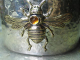 Wide Bee Cuff in Sterling Silver with Citrine - The Golden Bee