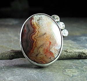 Artisan Ring in Sterling Silver and Crazy Lace Agate - Western Sky - SOLD