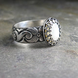 Sterling Silver Mother of Pearl ring  - White Dogwood