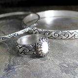 Sterling Silver Mother of Pearl ring  - White Dogwood