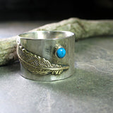 Wind Spirit - Sterling silver and brass feather ring