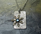 Blue Topaz Pendant on Reticulated Silver - Winter Wonderland - SOLD