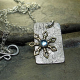 Blue Topaz Pendant on Reticulated Silver - Winter Wonderland - SOLD