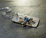 Blue Topaz Pendant on Reticulated Silver - Winter Wonderland - SOLD