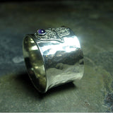 Hamsa Ring in Sterling silver with Gemstone - Blessings of Peace