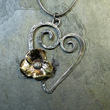 Handmade Sterling Silver Heart Pendant - Blooming Heart - SOLD