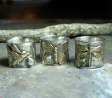 Sterling Silver and Brass Butterfly Ring with Choice of Stone