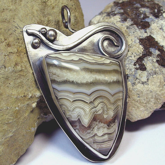 Coffee and Cream Lace Agate Pendant - Sold