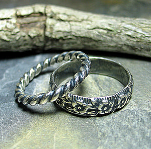 Stacking rings in sterling silver pattern wire - Country Garden