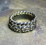 Stacking rings in sterling silver pattern wire - Country Garden
