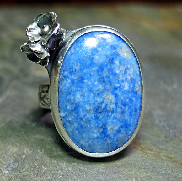 Bluebell - Denim Lapis and Sterling silver artisan ring