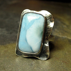Artisan Ring in Sterling Silver and Larimar - Heavenly Blue - Sold