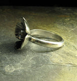 Artisan sterling silver ring with Moissanite - Ice Flower