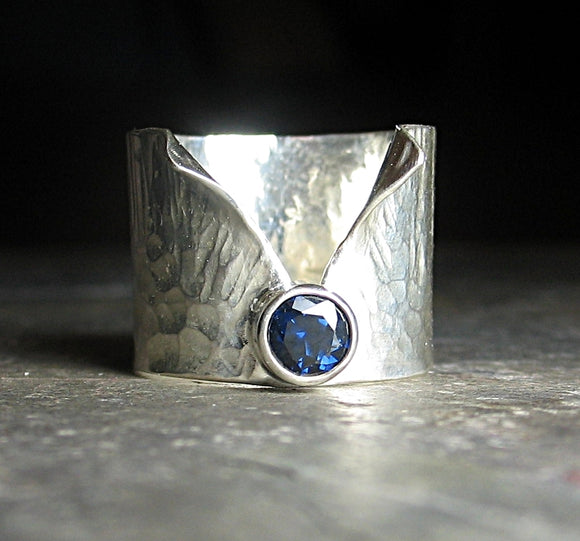 Large Sapphire ring in sterling silver - Mood Indigo