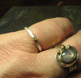 Diamond ring with brushed sterling silver - La Petit Diamond pinkie ring