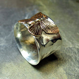 Sterling Silver Butterfly Ring - On Golden Wings