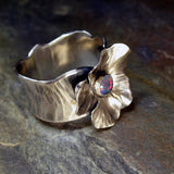 Spring Morning - wide band flower ring with choice of stone