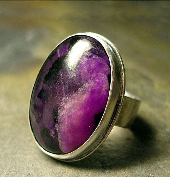 Artisan Ring in Sterling Silver and Sugilite - Plum Rustica