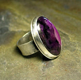 Artisan Ring in Sterling Silver and Sugilite - Plum Rustica