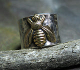 Bee Ring Wide Band Sterling Silver - Queen of Bees