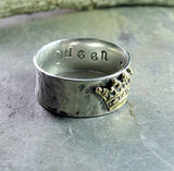 Sterling Silver and Brass Crown Ring - Queen of Everything