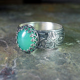 Sterling Silver Chrysoprase Ring - Renaissance Garden