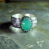 Sterling Silver Chrysoprase Ring - Renaissance Garden