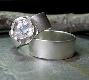 Rose Wedding Set in Brushed Sterling