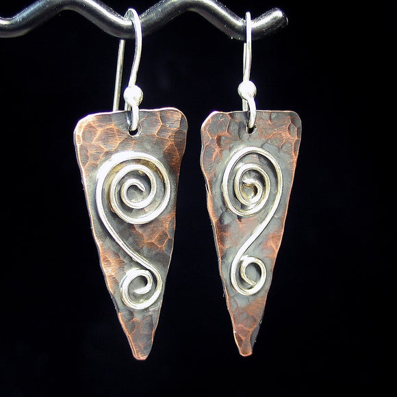 Hammered Copper Earrings - Rustic Romance