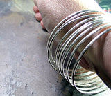 Stacking Bangles in textured fine silver - Summerlight