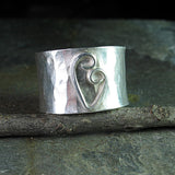 Heart Ring Sterling Silver Wide Band - Sweetheart