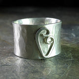 Heart Ring Sterling Silver Wide Band - Sweetheart