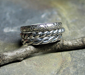 Patterned Sterling Silver Stacking Rings - Three's Company