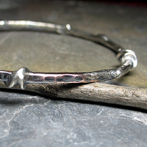 Hammered Copper Bangle with Fused Silver - Unbound